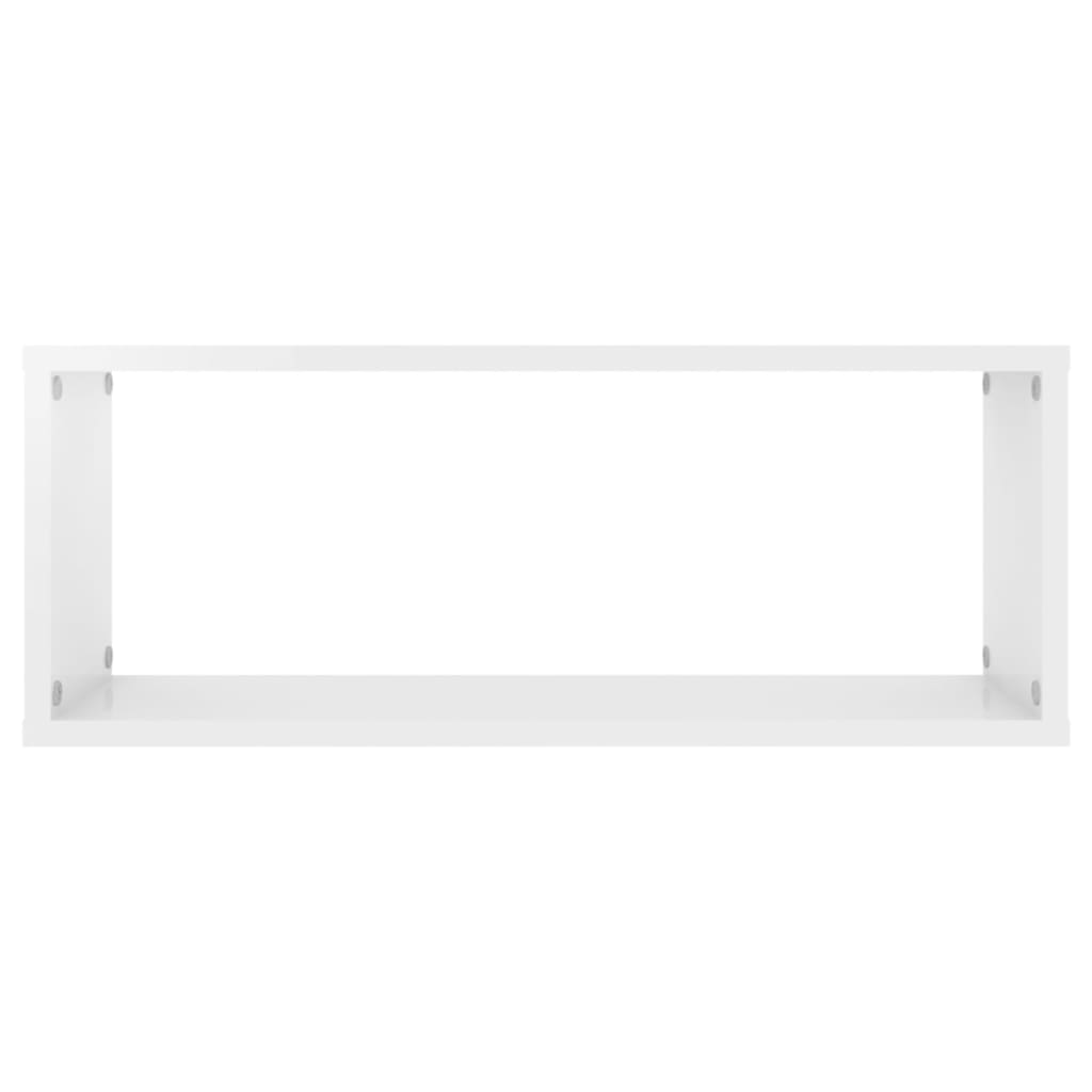 Étagère Cube Murale 2 pcs Blanc Brillant 60x15x23 cm Bois d'ingénierie