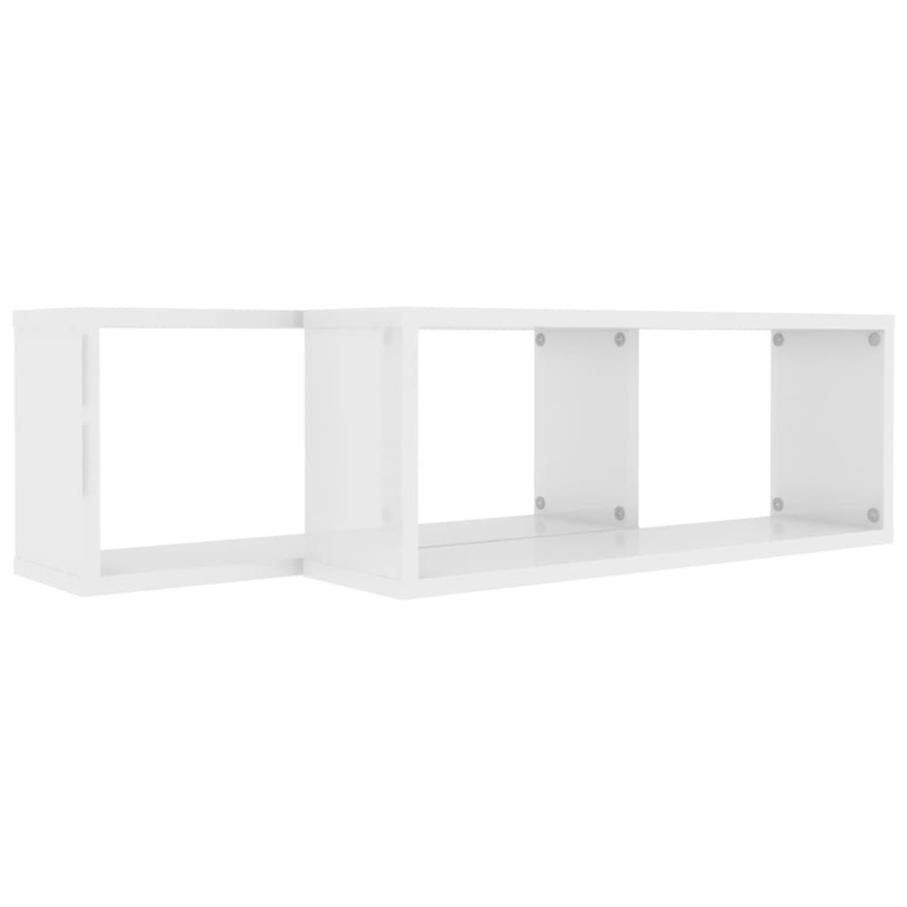 Étagère Cube Murale 2 pcs Blanc Brillant 60x15x23 cm Bois d'ingénierie