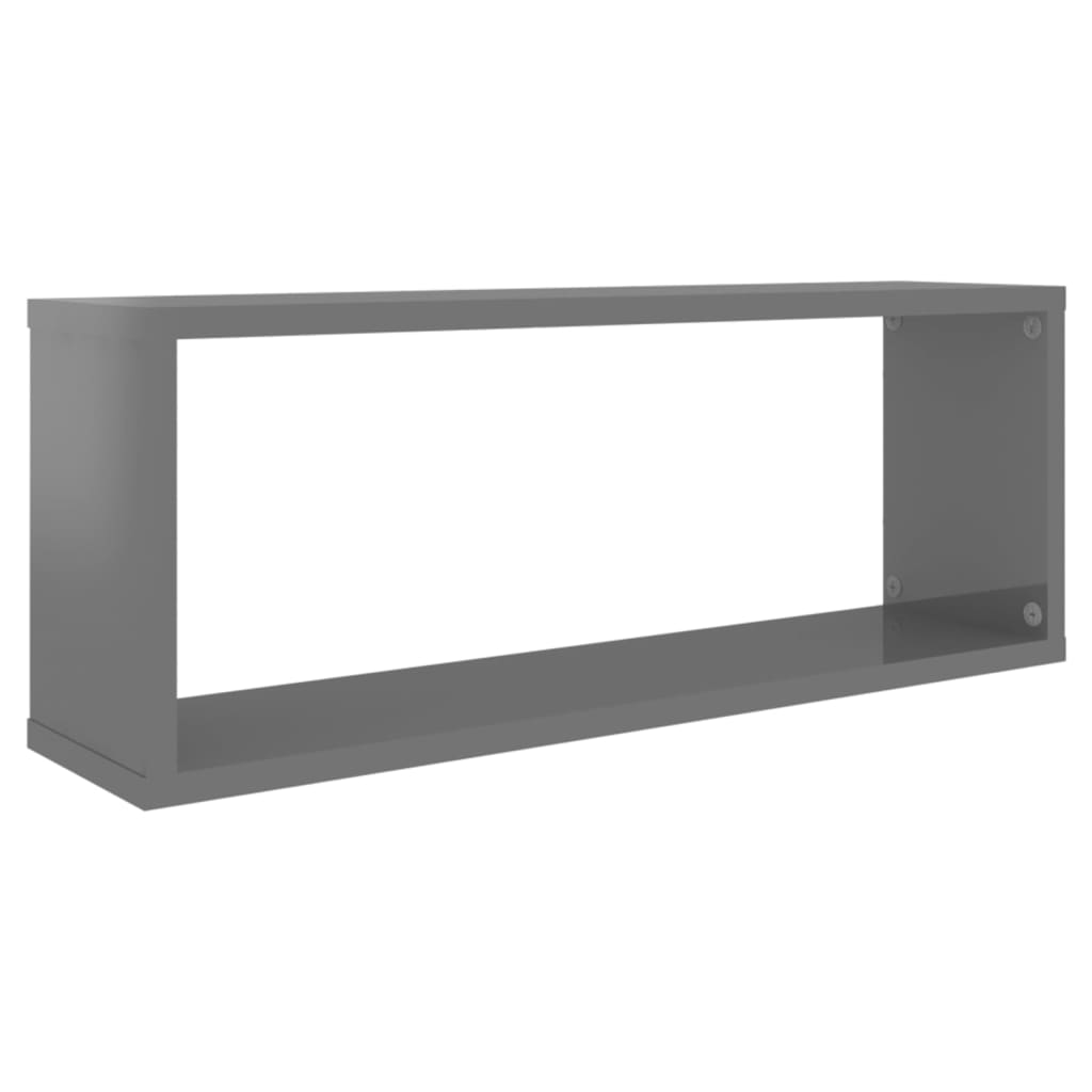 vidaXL Wall Cube Shelf 4 pcs High Gloss Grey 60x15x23 cm Engineered Wood