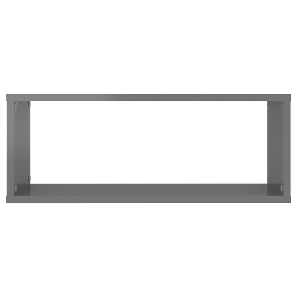 vidaXL Wall Cube Shelf 4 pcs High Gloss Grey 60x15x23 cm Engineered Wood