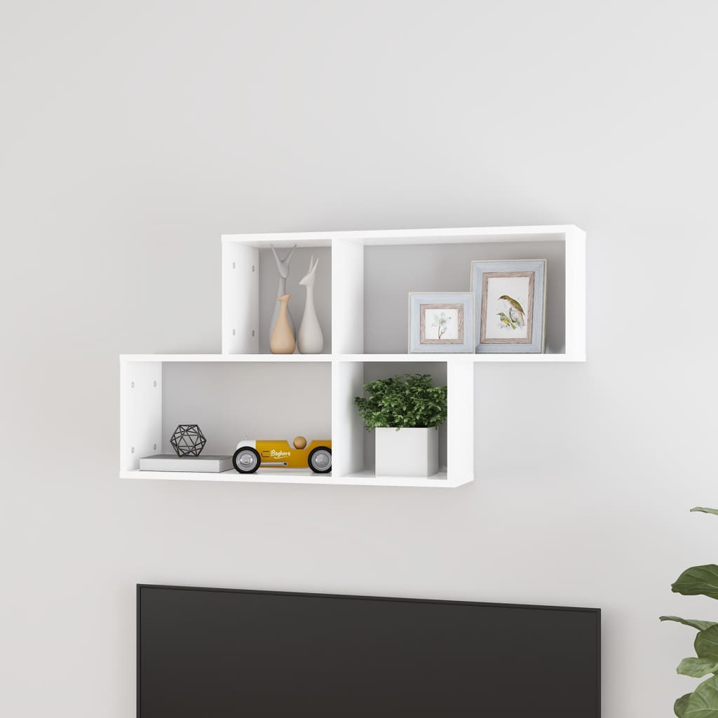 vidaXL Wall Shelf White 100x18x53 cm Engineered Wood