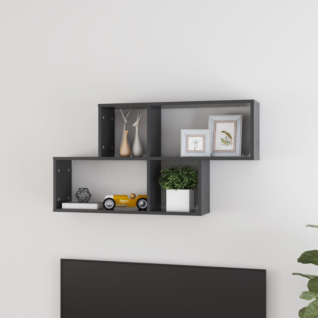 vidaXL Wall Shelf Grey 100x18x53 cm Engineered Wood