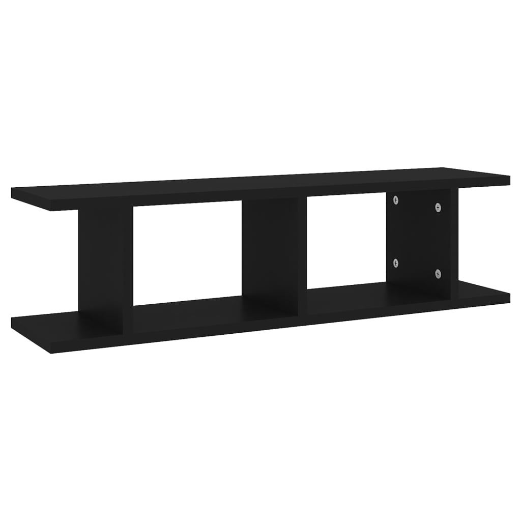 vidaXL Wall Shelves 2 pcs Black 75x18x20 cm Engineered Wood