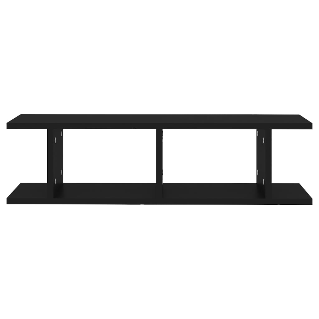 vidaXL Wall Shelves 2 pcs Black 75x18x20 cm Engineered Wood