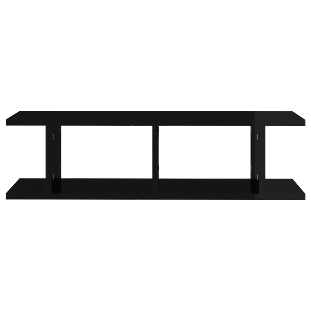 vidaXL Wall Shelves 2 pcs High Gloss Black 75x18x20 cm Engineered Wood