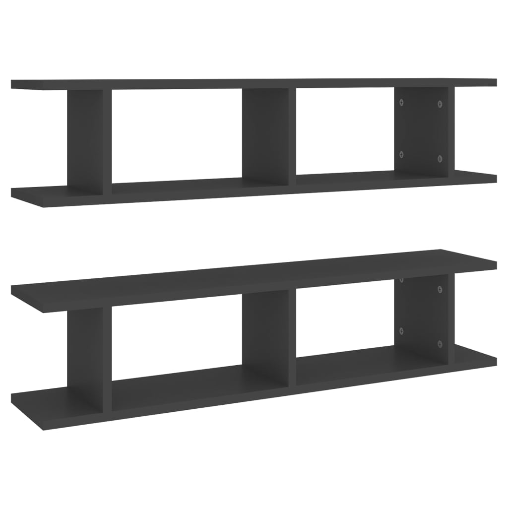 vidaXL Wall Shelf 2 pcs Grey 90x18x20 cm Engineered Wood