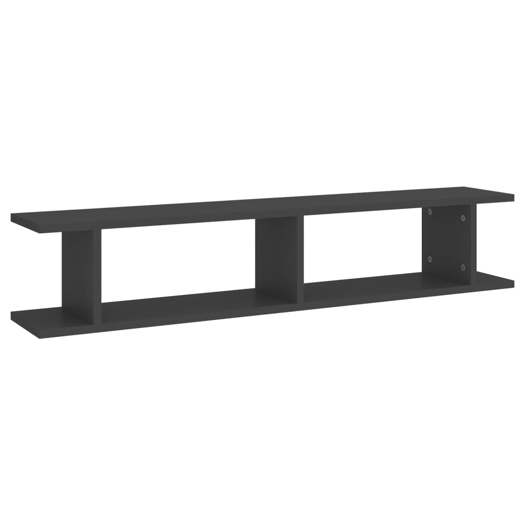 vidaXL Wall Shelf 2 pcs Grey 105x18x20 cm Engineered Wood