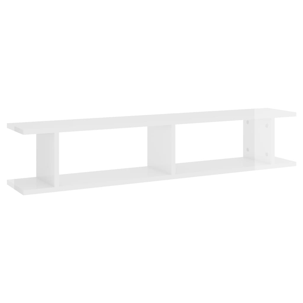 vidaXL Wall Shelf 2pcs High Gloss White 105x18x20cm Engineered Wood