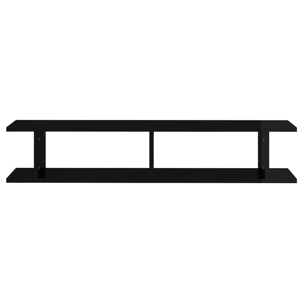 vidaXL Wall Shelf 2pcs High Gloss Black 105x18x20cm Engineered Wood