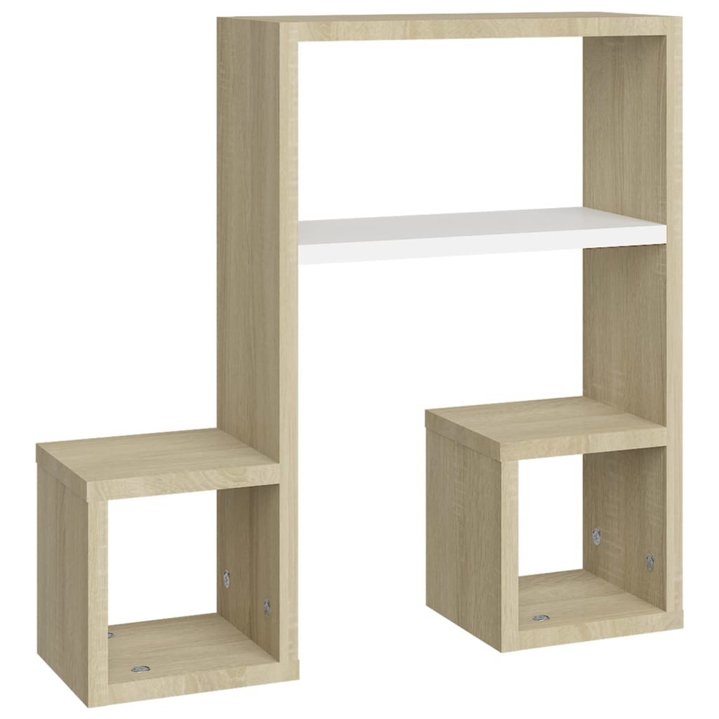 vidaXL Wall Shelf 2 pcs White and Sonoma Oak 50x15x50 cm Engineered Wood