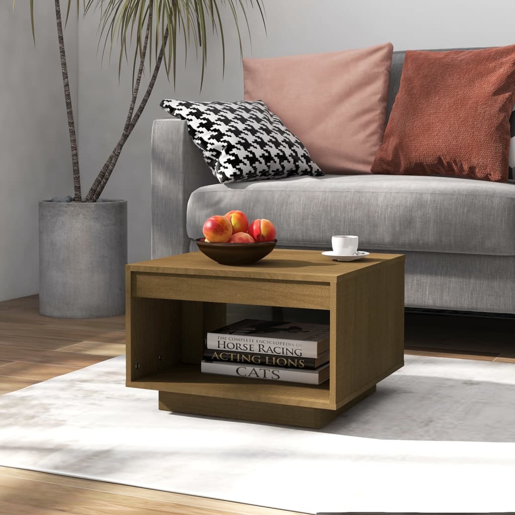 vidaXL Coffee Table Honey Brown 50x50x33.5 cm Solid Pinewood