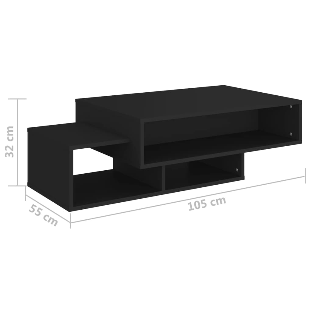 Table basse Noir 105x55x32 cm Bois d'ingénierie