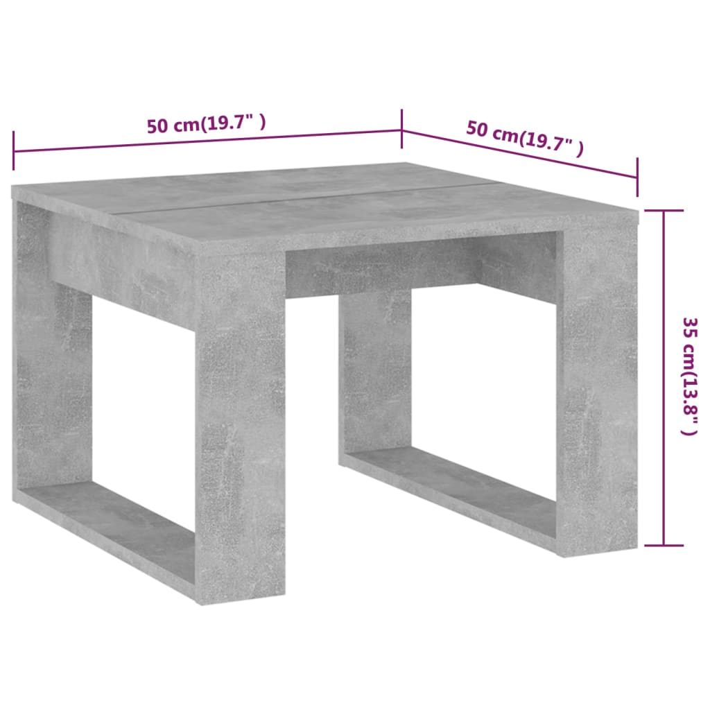 Table d'Appoint Gris Béton 50x50x35 cm Bois D'ingénierie