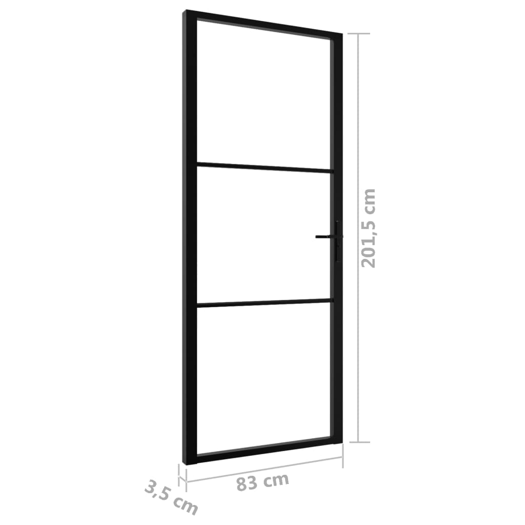 vidaXL Interior Door ESG Glass and Aluminium 83x201.5 cm Black