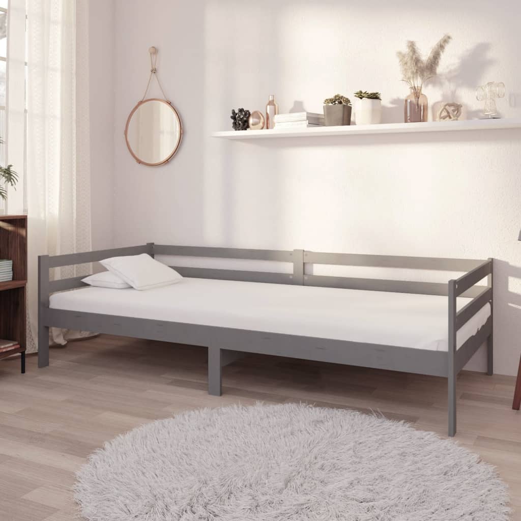 Day Bed Gris Pin Massif 90x200 cm