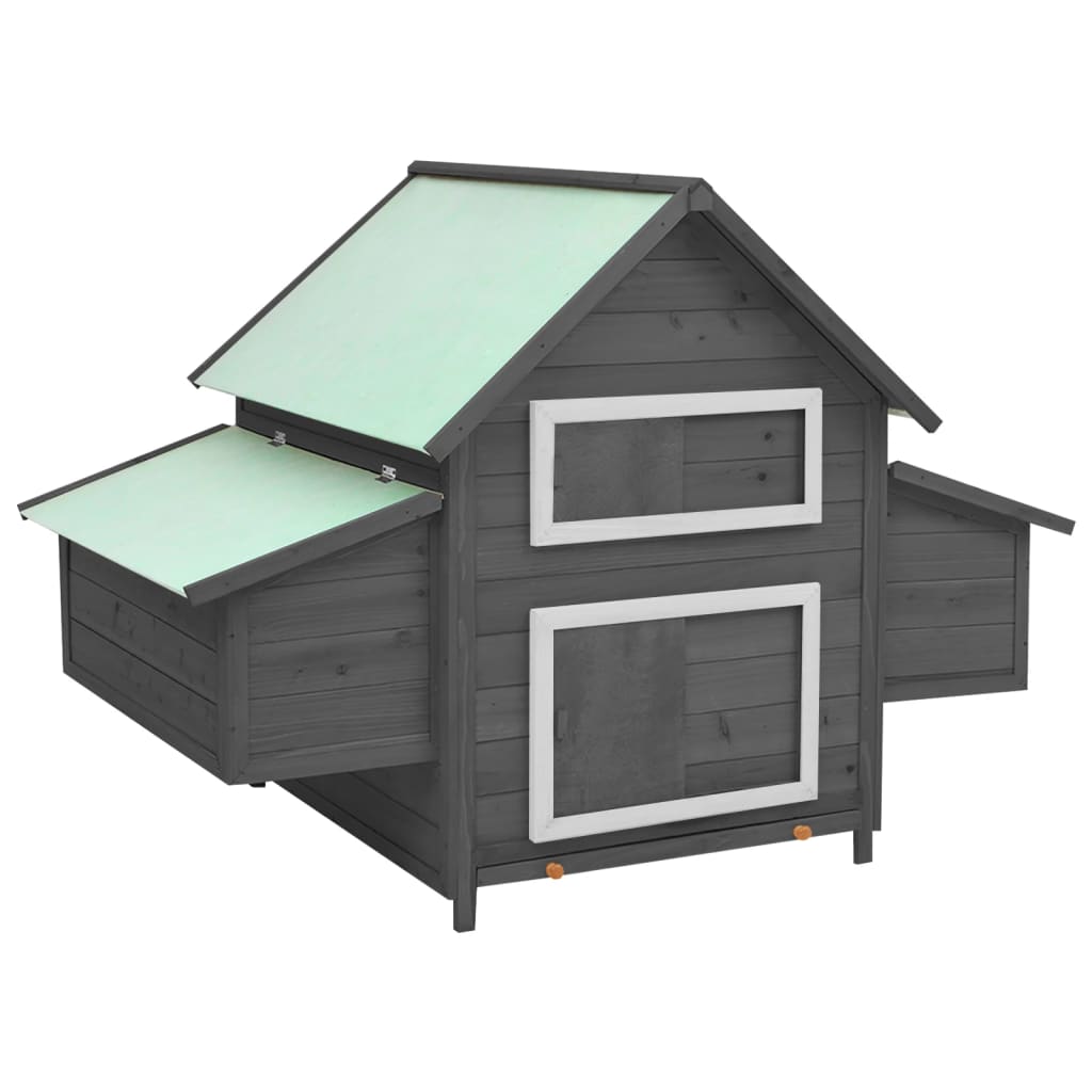 vidaXL Chicken Coop Grey and White 152x96x110 cm Solid Firwood