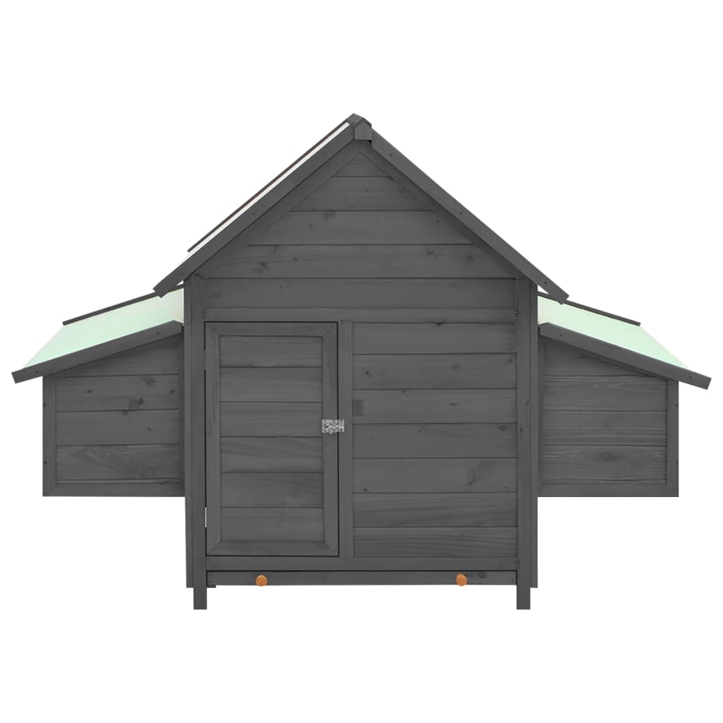 vidaXL Chicken Coop Grey and White 152x96x110 cm Solid Firwood