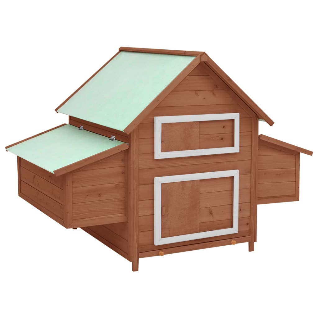 vidaXL Chicken Coop Mocha and White 152x96x110 cm Solid Firwood