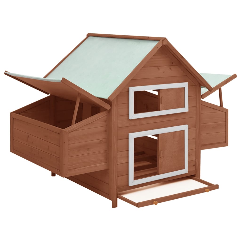 vidaXL Chicken Coop Mocha and White 152x96x110 cm Solid Firwood