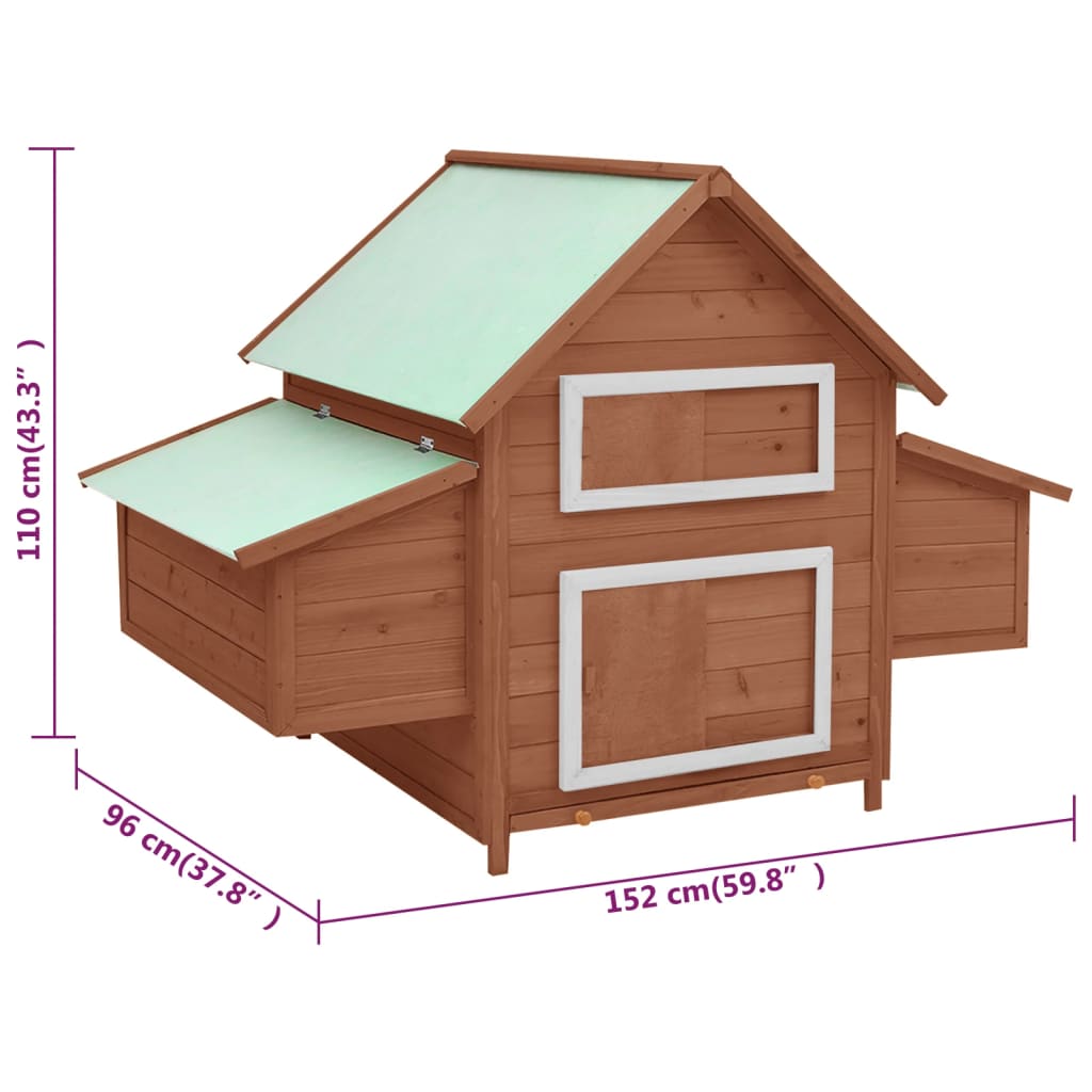 vidaXL Chicken Coop Mocha and White 152x96x110 cm Solid Firwood