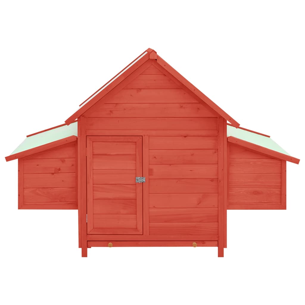 vidaXL Chicken Coop Red and White 152x96x110 cm Solid Firwood