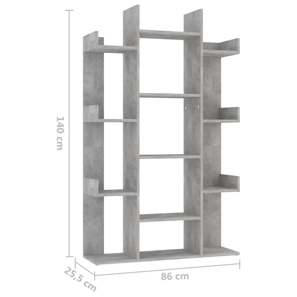 Boekenkast Betongrijs 86x25,5x140 cm Engineered Wood
