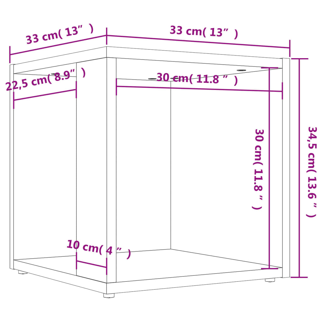 Table d'Appoint Gris Béton 33x33x34,5 cm Bois D'ingénierie