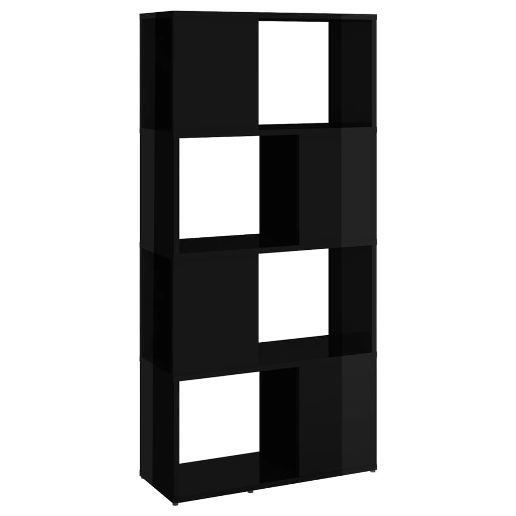 Book Cabinet Séparateur de pièce Noir Brillant 60x24x124,5 cm