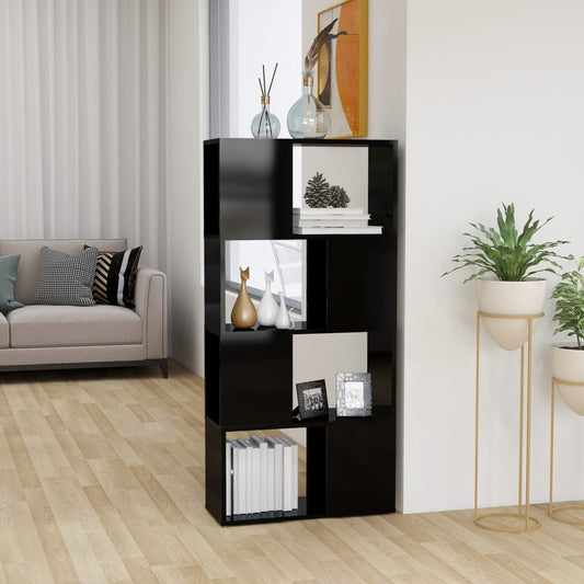 Book Cabinet Séparateur de pièce Noir Brillant 60x24x124,5 cm
