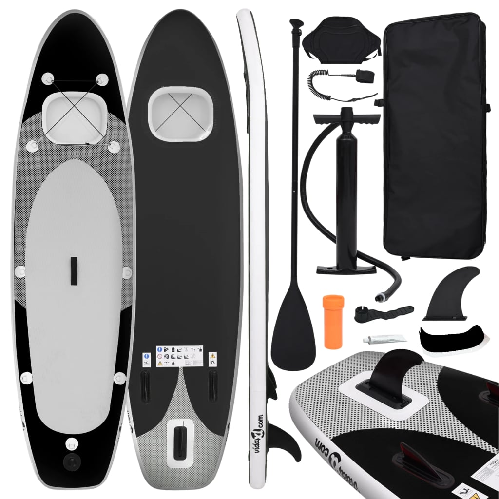 Inflatable Stand Up Paddle Board Set Black 330x76x10 cm - Upclimb Ltd