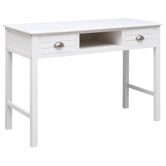 Bureau Blanc 108x45x76 cm Bois Massif Paulownia