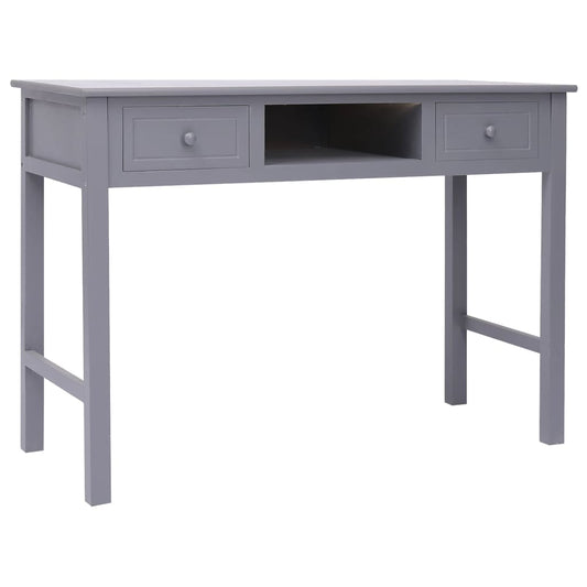 Bureau Gris 108x45x76 cm Bois Massif Paulownia