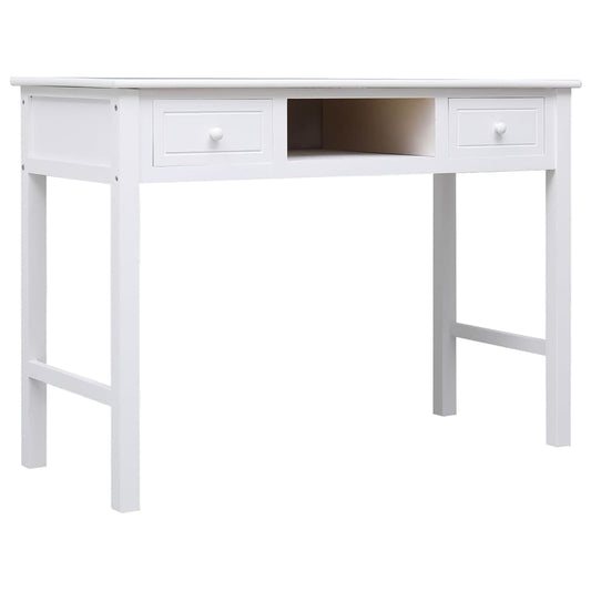 Bureau Blanc 108x45x76 cm Bois Massif Paulownia