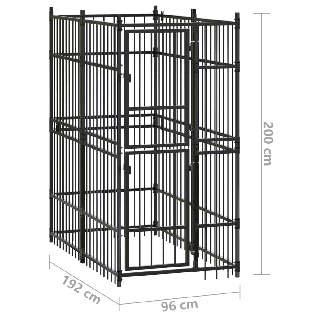 vidaXL Outdoor Dog Kennel Steel 1.84 m²