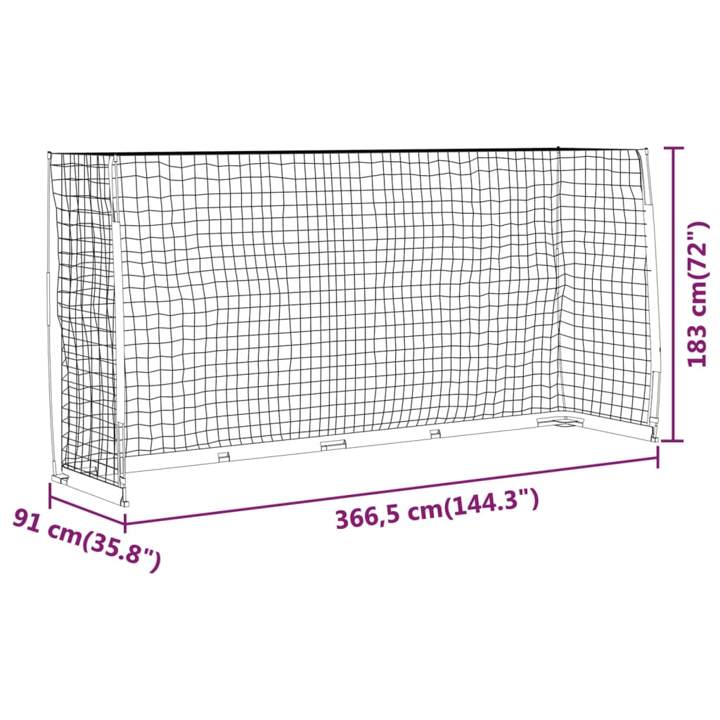 Soccer Goal 366.5x91x183 cm Steel - Upclimb Ltd