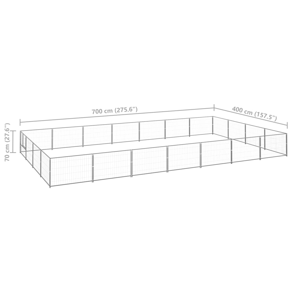 Hondenkennel Zilver 28 m² Staal