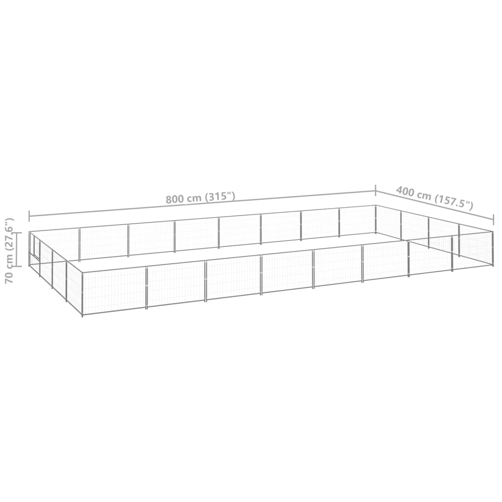 Hondenkennel Zilver 32 m² Staal