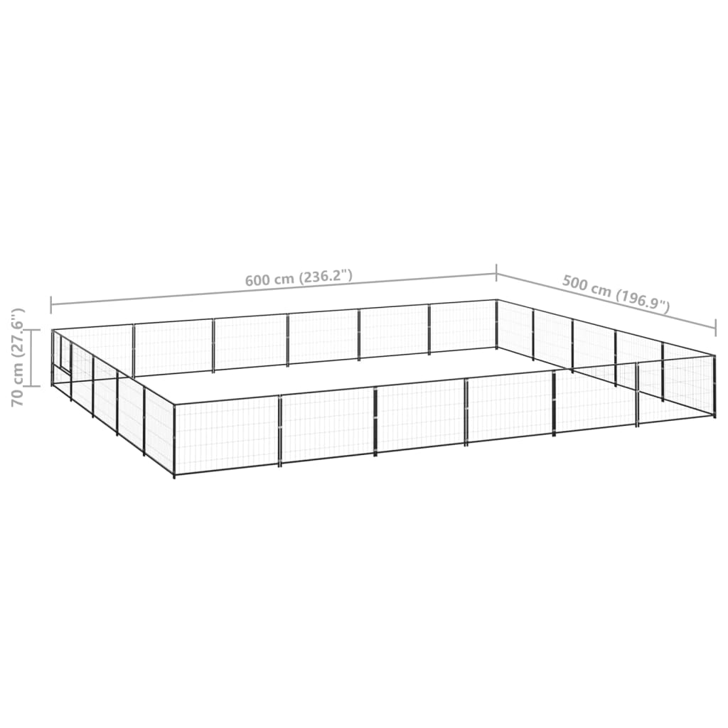 Hondenkennel Zwart 30 m² Staal