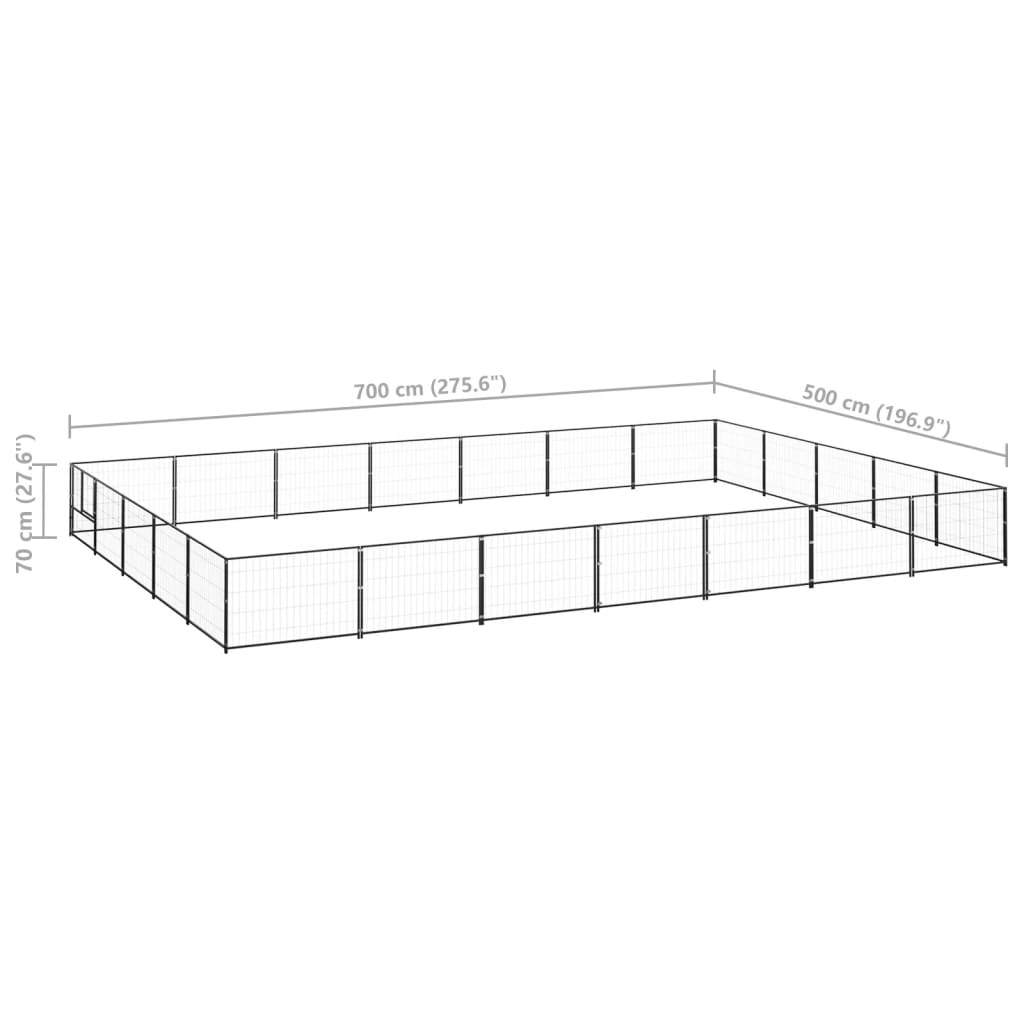 Hondenkennel Zwart 35 m² Staal