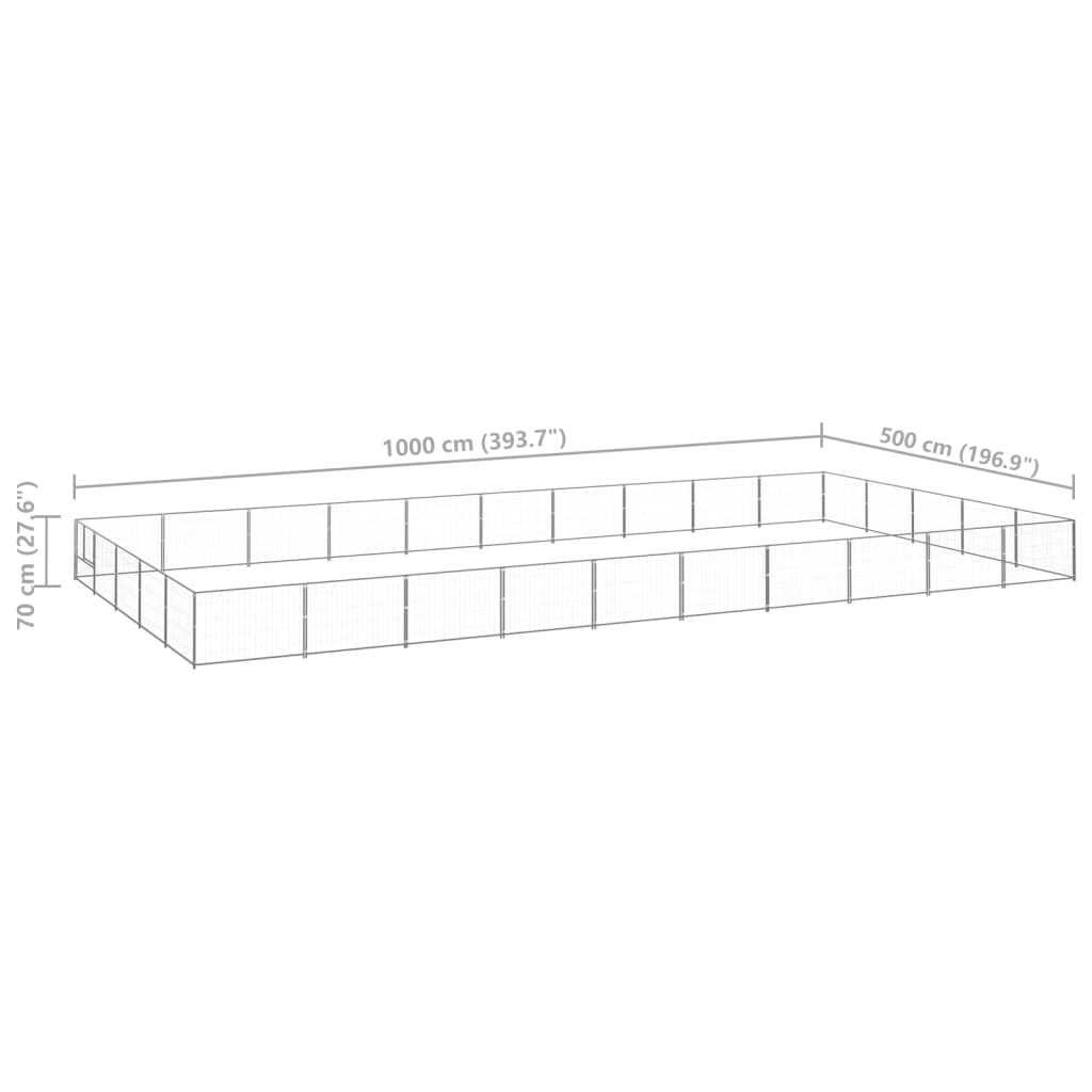 vidaXL Dog Kennel Silver 50 m² Steel