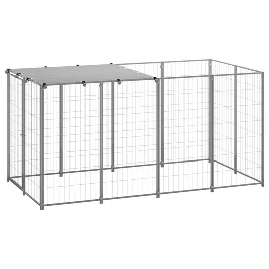 vidaXL Dog Kennel Silver 2.42 m² Steel