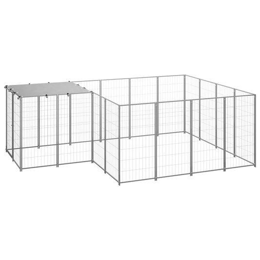 vidaXL Dog Kennel Silver 6.05 m² Steel