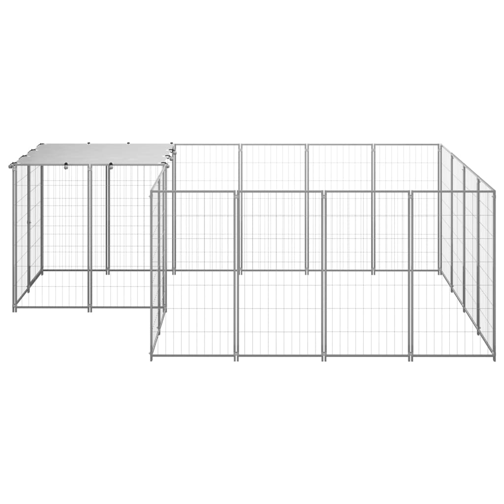 Hondenkennel Zilver 6,05 m² Staal