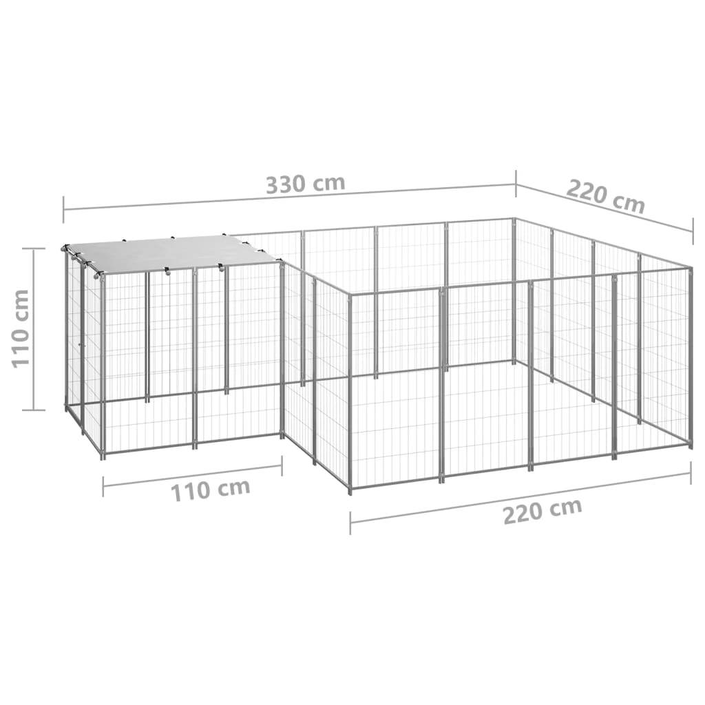 Hondenkennel Zilver 6,05 m² Staal