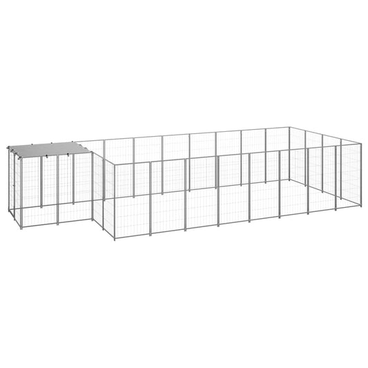 vidaXL Dog Kennel Silver 10.89 m² Steel