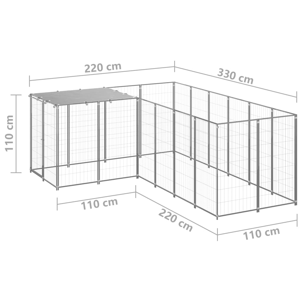 Hondenkennel Zilver 4,84 m² Staal