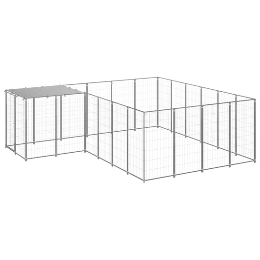 vidaXL Dog Kennel Silver 8.47 m² Steel