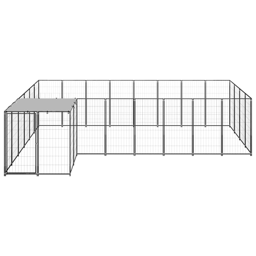 vidaXL Dog Kennel Black 10.89 m² Steel