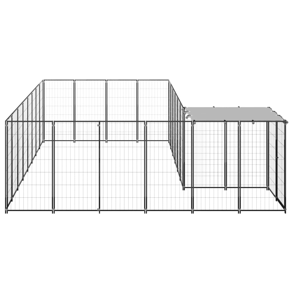 vidaXL Dog Kennel Black 10.89 m² Steel