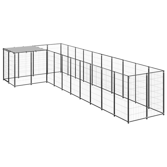 Hondenkennel Zwart 7,26 m² Staal